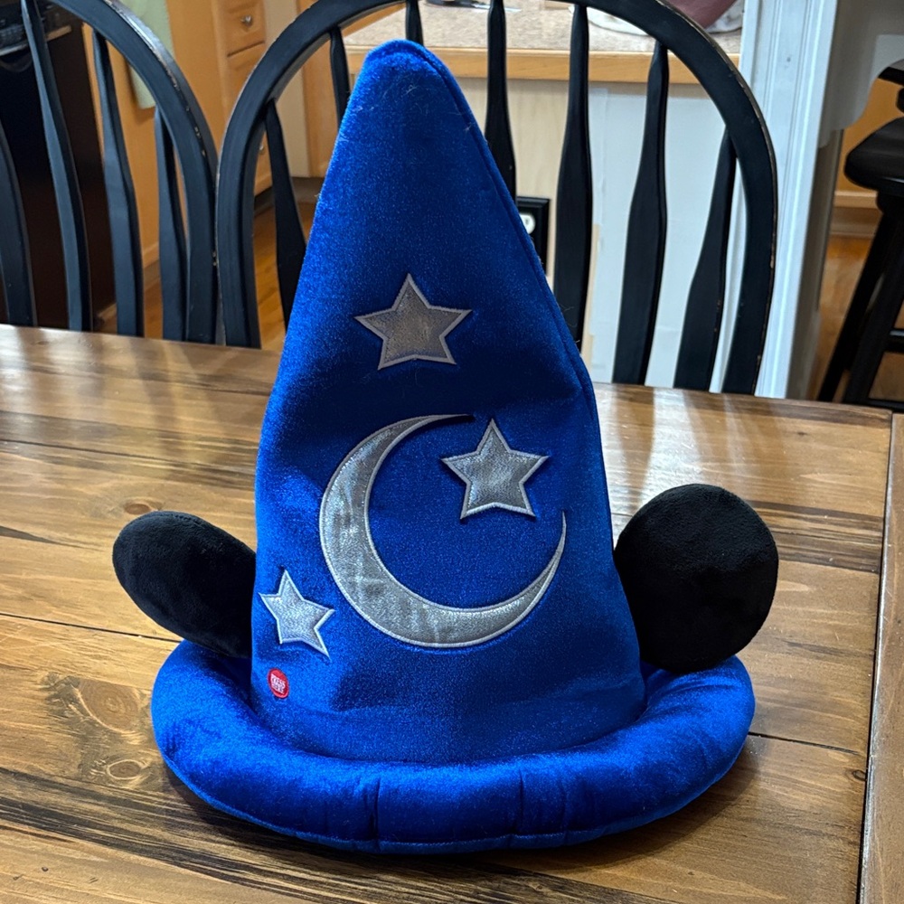 Disney Parks Light Up Blue Sorcerer Hat with Silver Stars Fantasia HTF